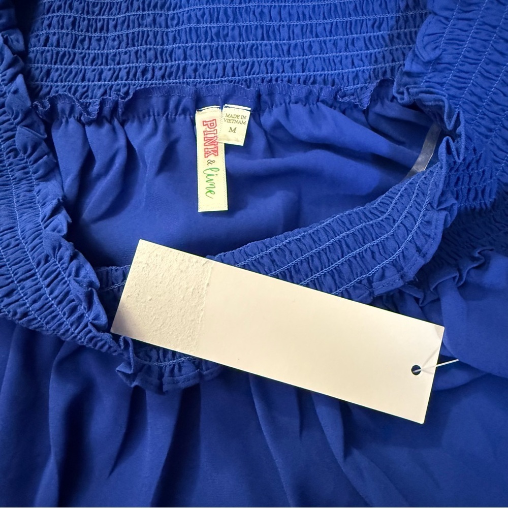 NWT PINK & Lime Boutique Cerulean Smocked Mini Dress - Picture 3 of 6